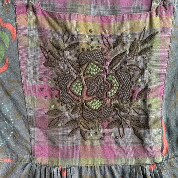 Gudrun Sjoden Alaska 100% Cotton Embroidered Bib Pintuck Ruffle Tunic Dress M - Picture 4 of 9